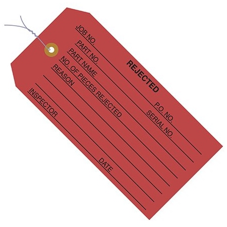 Bsc Preferred 4 3/4 x 2-3/8'' - ''Rejected'' Inspection Tags - Pre-Wired, 1000PK BUY00030019